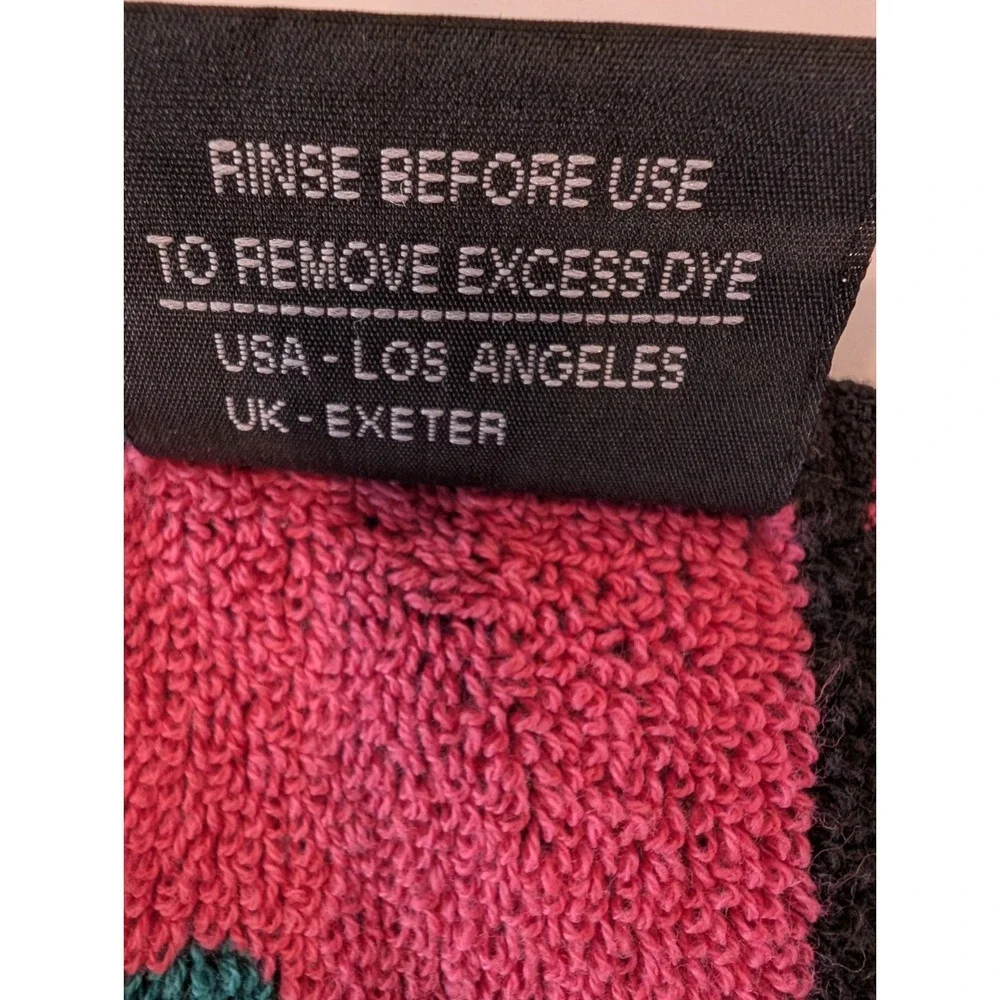 VTG Sir Christopher Hatton Flamingo Golf Towel Neon Pink Teal 80s 90s Gorpcore